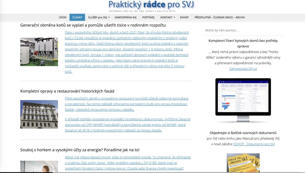 rádce pro&nbsp;SVJ články